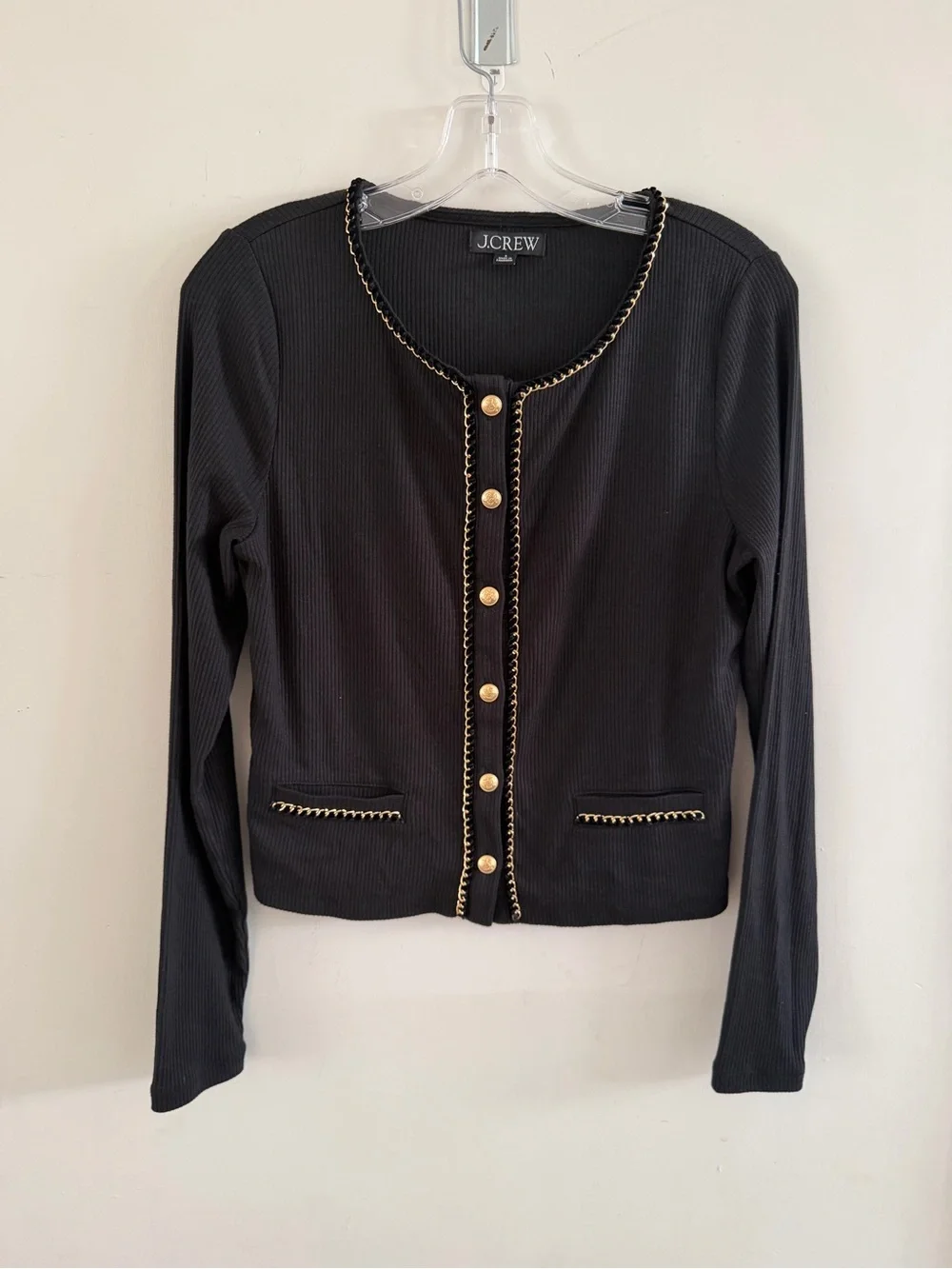 Jcrew Vintage rib lady jacket with chain trim